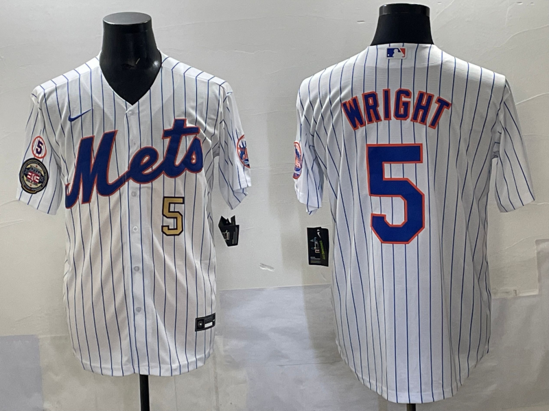 Men 2025 New York Mets #5 Wright white MLB Nike jersey style 9->new york mets->MLB Jersey